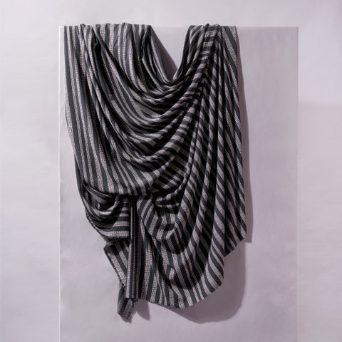 Atelier Brunette Gaia Stripe Viscose Fabric Deep Charcoal