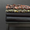 Deadstock Designer Abstract Print Silk Chiffon Fabric • Black and Orange