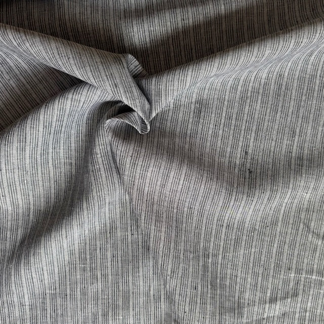 Deadstock Ex Hobbs Striped Linen Fabric in Black & Ivory