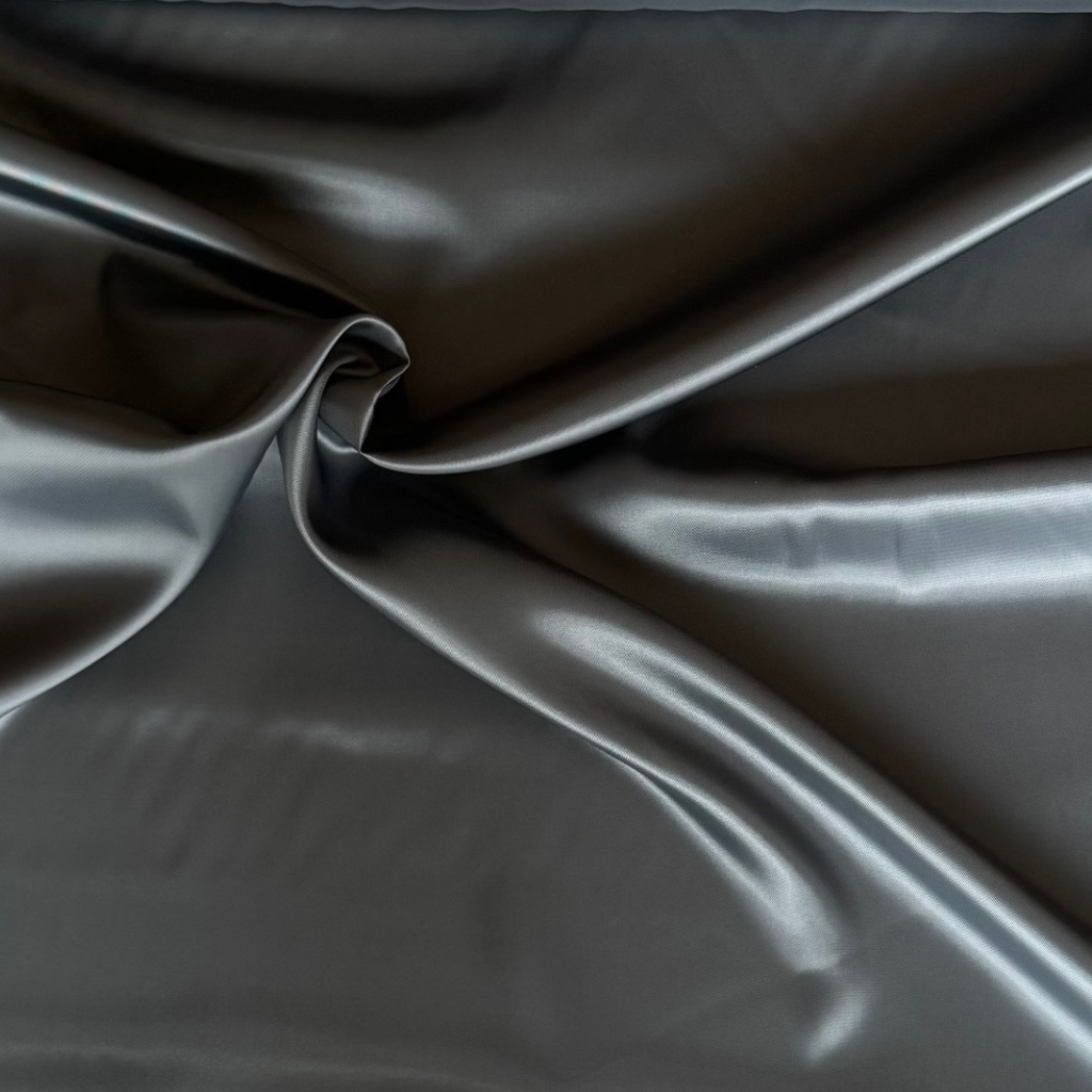 Deadstock Italian Viscose Twill Lining Fabric Mid Grey