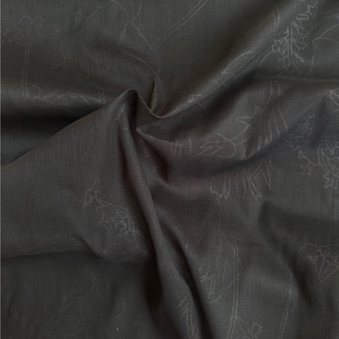 Hokko Metallic Floral Cotton Voile Fabric Black