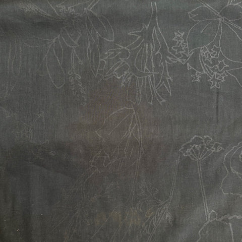 Hokko Metallic Floral Cotton Voile Fabric Black