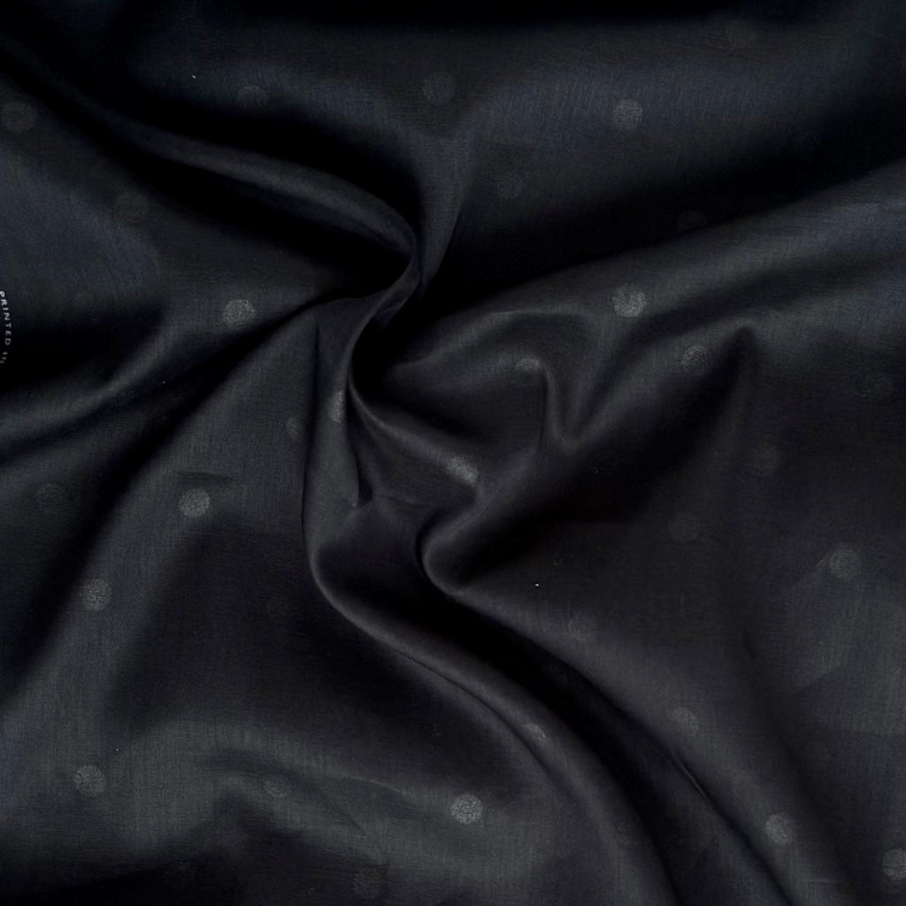 Hokko Metallic Polka Dot Cotton Voile Fabric Black