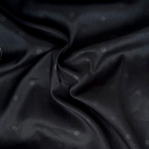 Hokko Metallic Polka Dot Cotton Voile Fabric Black