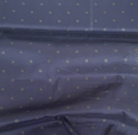 Hokko Metallic Polka Dot Cotton Voile Fabric Navy