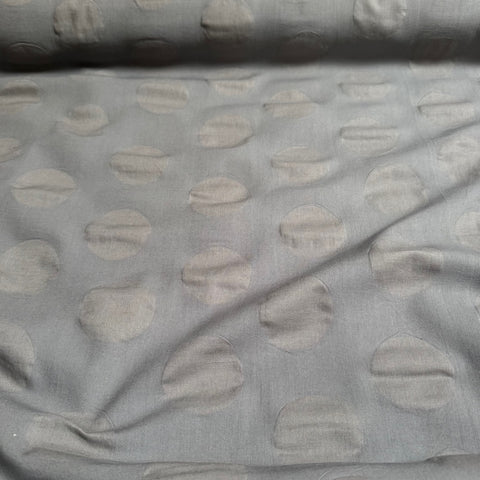 Hokkoh Textured Circles Cotton Linen Fabric in Mid Grey