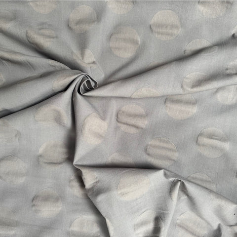 Hokkoh Textured Circles Cotton Linen Fabric in Mid Grey