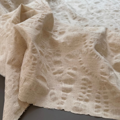 Hokkoh Textured Floral Cotton Linen Fabric in Natural