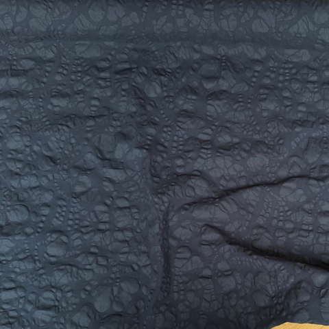 HOKKOH • Textured Floral Cotton Linen Fabric • Navy