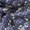Kokka Watercolour Floral Cotton Linen Fabric Blues on Dk Navy