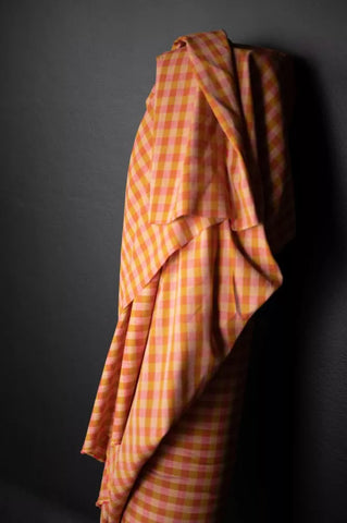Merchant and Mills Rhubarb and Custard Gingham Cotton Linen Luminaire fabric