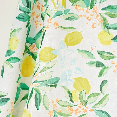 Nani Iro Margo Light Linen Fabric Green on White