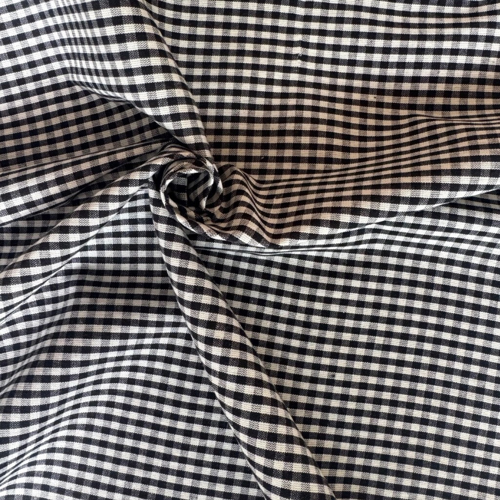 Organic Cotton Woven Gingham Fabric in Black and White