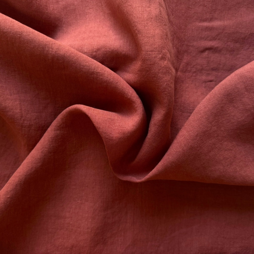 Tessuti Bedford Washed Linen Fabric in Sienna
