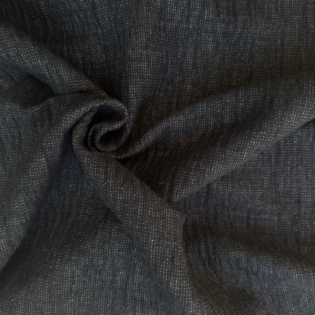 Tessuti Dashing Washed Linen Cotton Fabric in Black