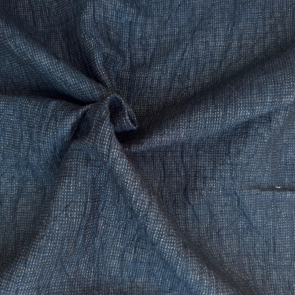 Tessuti Dashing Washed Linen Cotton Fabric in Navy