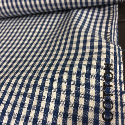 100% Organic Cotton Small Woven Gingham Check Navy