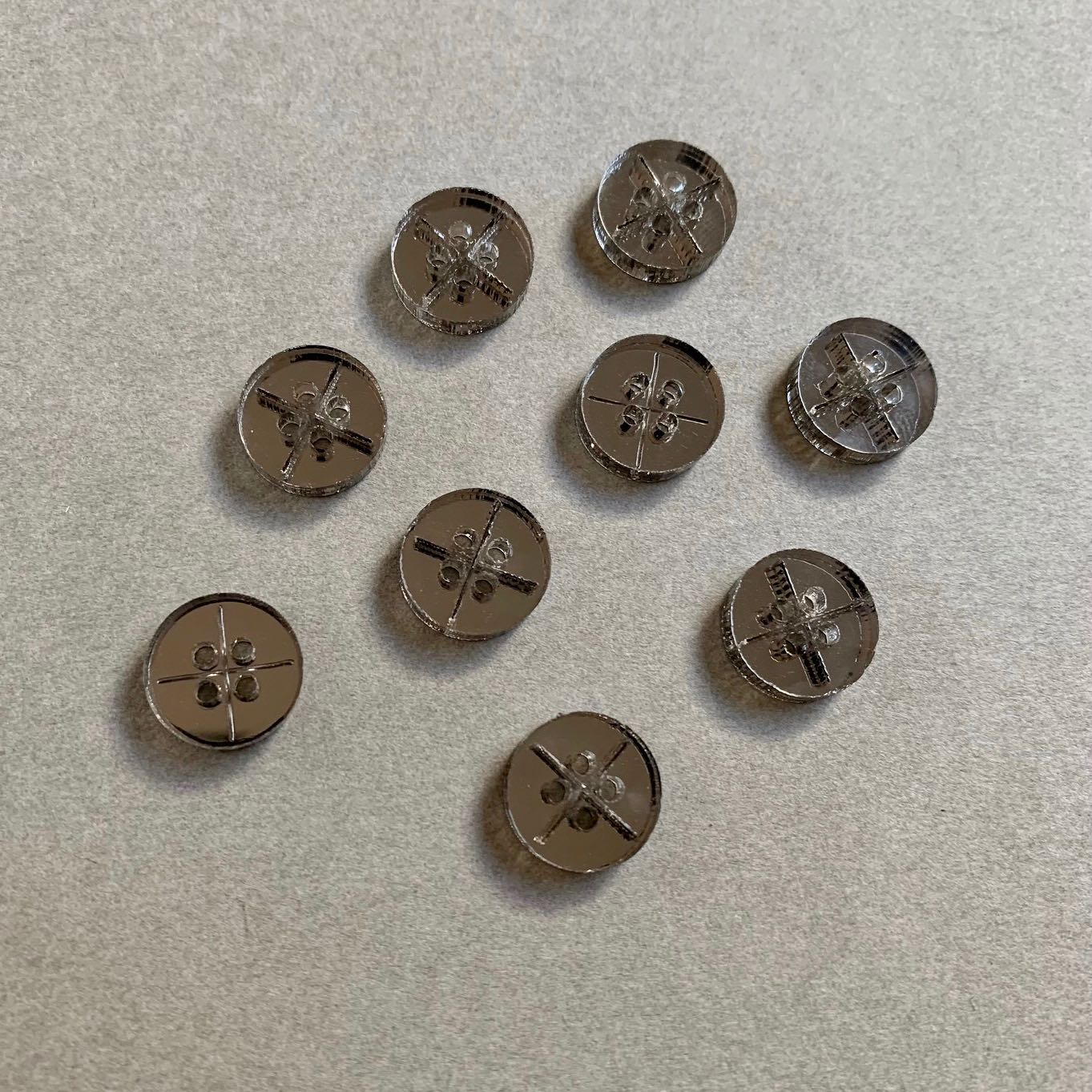 Arrow Mountain Four Hole Shirt Button Acrylic Bronze Mirror 10mm