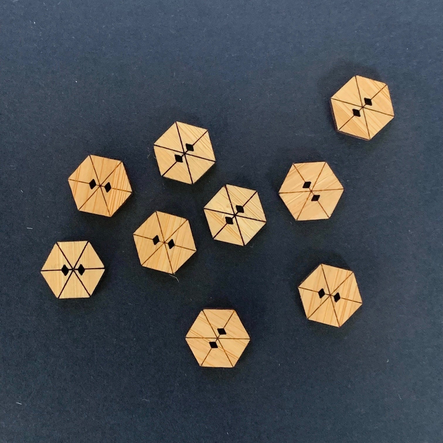 Arrow Mountain Hex Bamboo Button