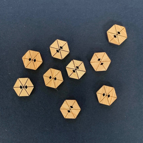 Arrow Mountain Hex Bamboo Button