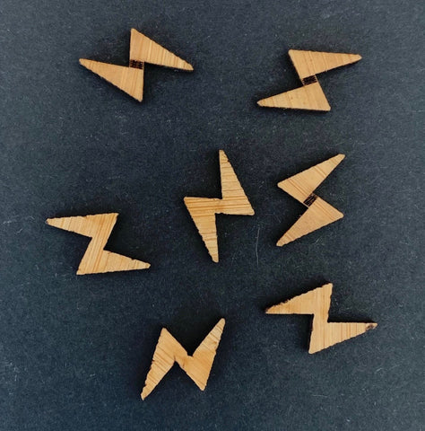 Arrow Mountain Lightning Bolt Bamboo  Buttons 12mm