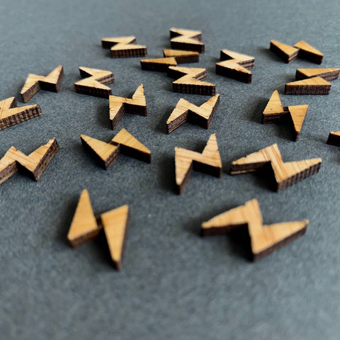 Arrow Mountain Lightning Bolt Bamboo  Buttons 12mm