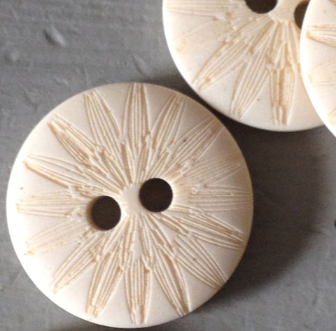 Matt Polyester Etched Cream Buttons 18mm