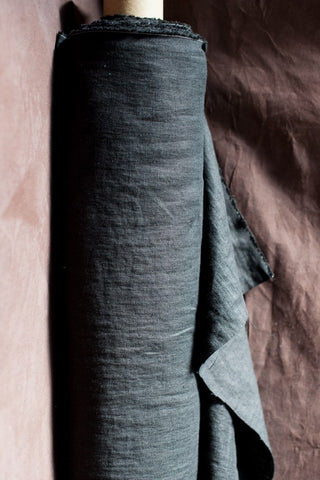 Merchant and Mills Scuttle Black Laundered Linen Fabric