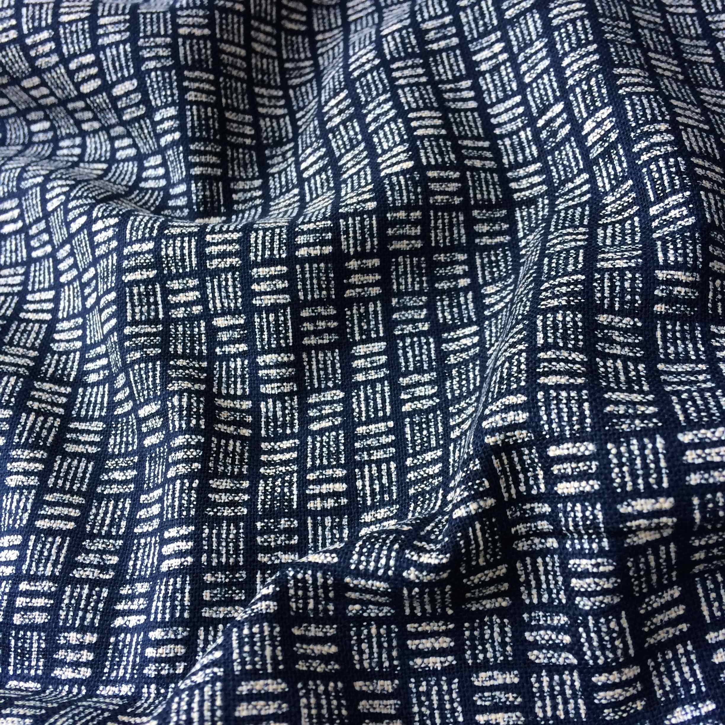 Sevenberry Sakura Rustic Indigo Cotton Geo Lines