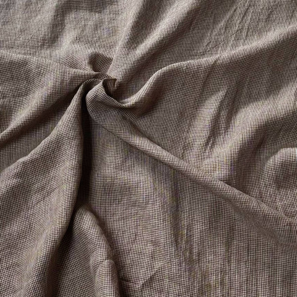 ALGHERO CHECKED WASHED LINEN FABRIC • Brown – The Draper's Daughter