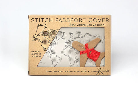 Chasing Threads Stitch Passport Cover Kit Lt Grey