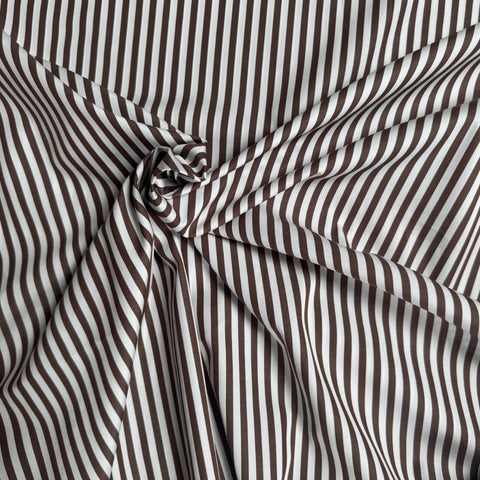 Como 5mm Striped Cotton Fabric Brown & White