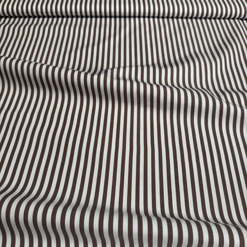 Como 5mm Striped Cotton Fabric Brown & White
