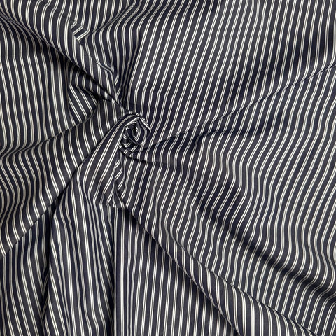 Como Dark striped Cotton Fabric Dark Navy