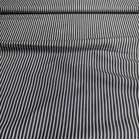 Como Dark striped Cotton Fabric Dark Navy
