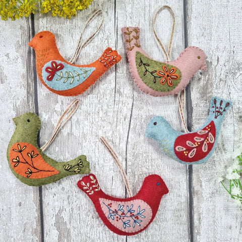 Corinne Lapierre Felt Embroidered Folk Birds Stitch Kit