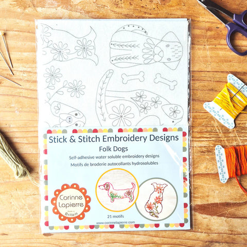 Corinne Lapierre Folk Dogs Stick and Stitch Embroidery Designs