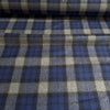 Deadstock Designer Wool Check Coating Fabric Royal Blue and Grey