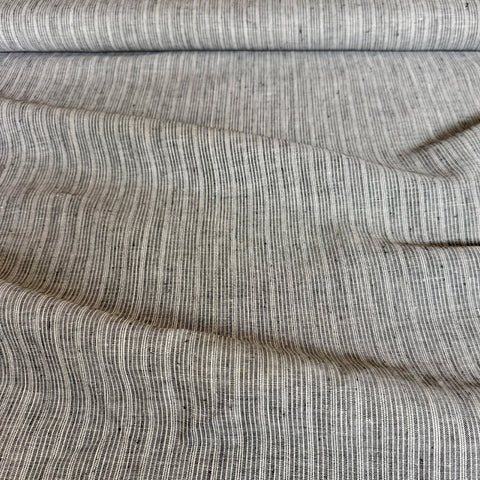 Deadstock Ex Hobbs Striped Linen Fabric in Black & Ivory