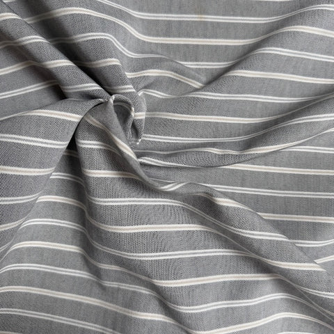 Deadstock Horizontal Striped Cotton Canvas Fabric Black Chambray