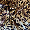 Deadstock Leopard Satin Polyester fabric Brown