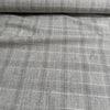 Deadstock Wool Viscose Mix Textured Check Fabric Silver Grey