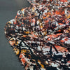 Deadstock Designer Abstract Print Silk Chiffon Fabric Orange.