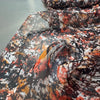 Deadstock Designer Abstract Print Silk Chiffon Fabric Orange.