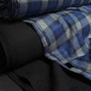 Deadstock Designer Wool Check Coating Fabric Royal Blue and Grey