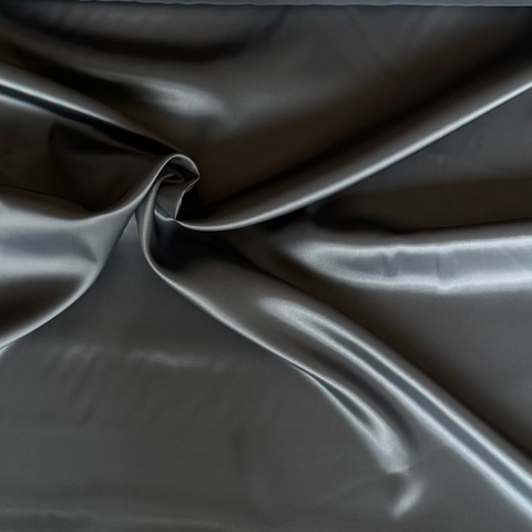 Deadstock Italian Viscose Twill Lining Fabric Mid Grey