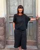 Dhurata Davies Rea Top Sewing Pattern in Hokkoh Textured Stripe Cotton Fabric in Black