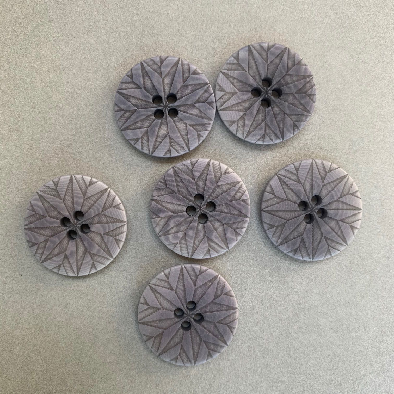Etched Corozo Nut Button Grey 23mm