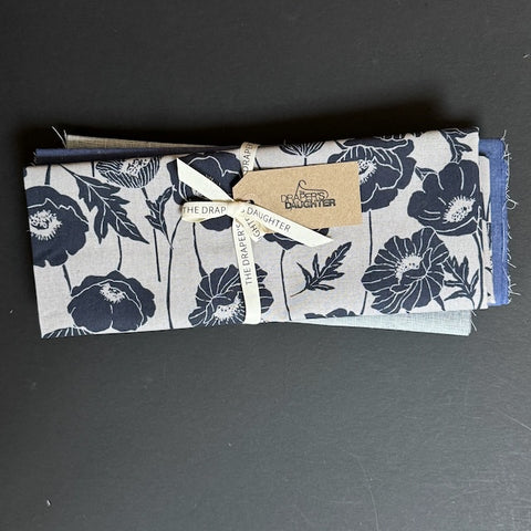 Fabric Remnant Bundle Blue and Grey