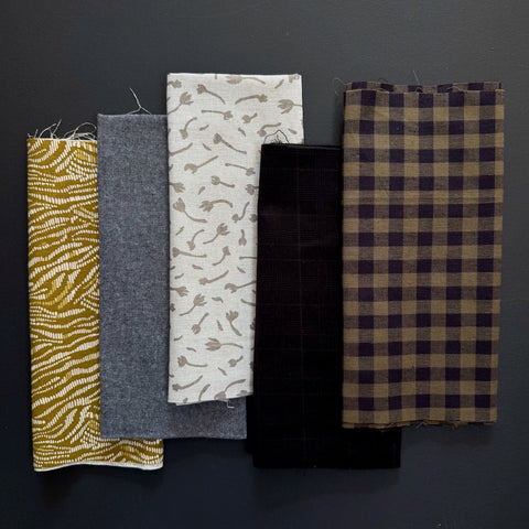 Fabric Remnant Bundle Green Black Grey